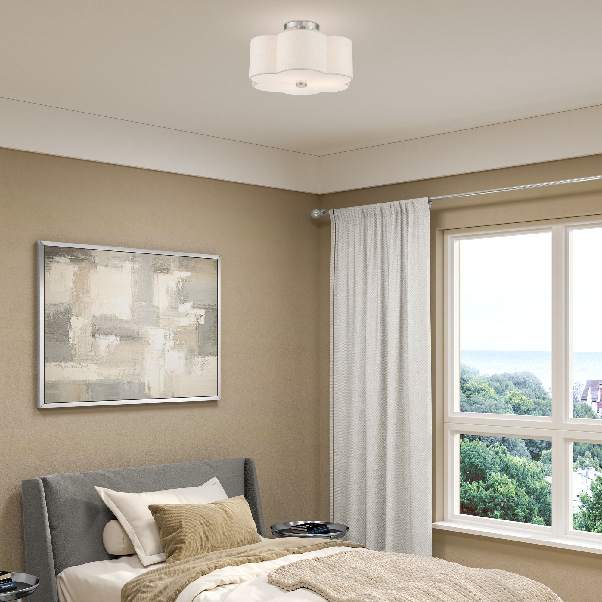 Solstice 15" Wide Brushed Nickel Ceiling Light in scene