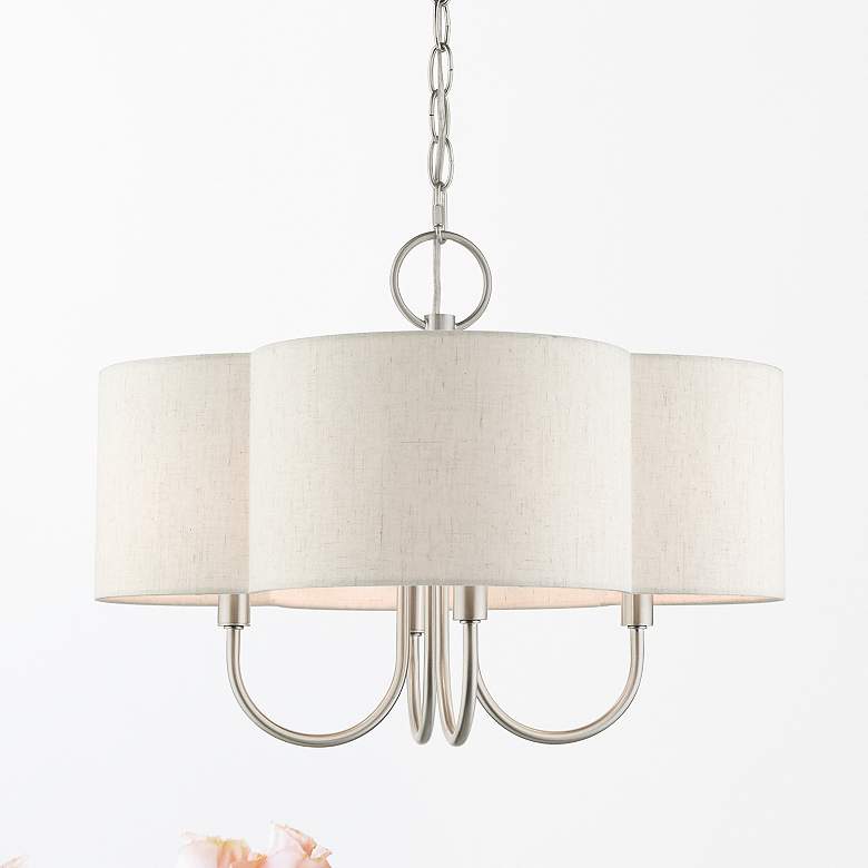 Image 2 Solstice 18" Wide Brushed Nickel Shade Chandelier