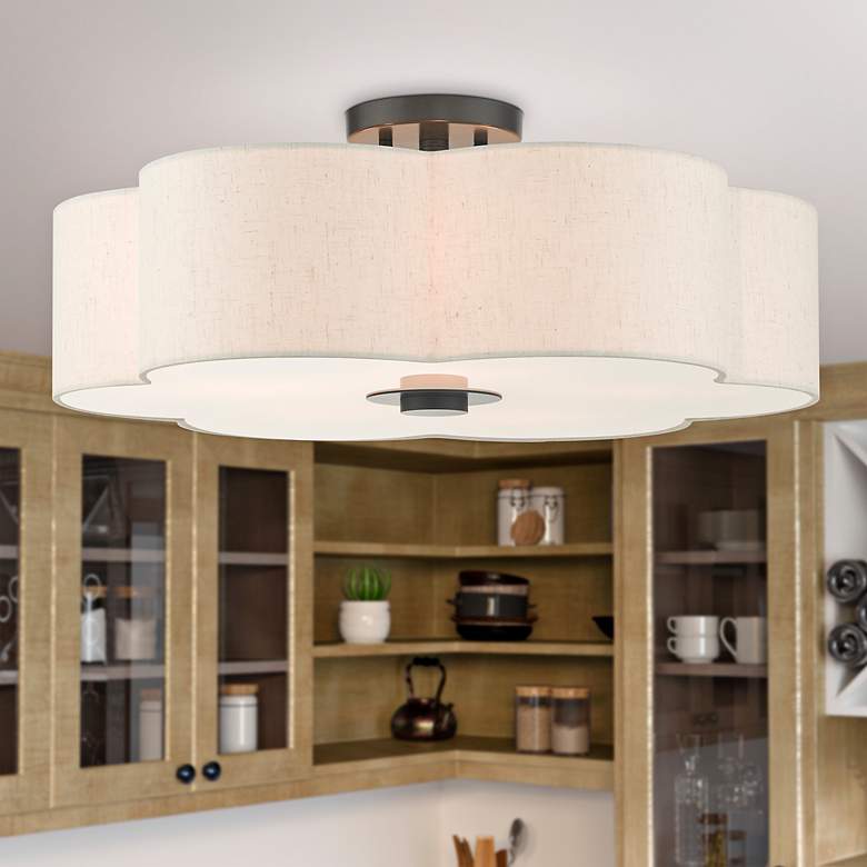 Image 2 Solstice 22" Wide English Bronze Scalloped Ceiling Light