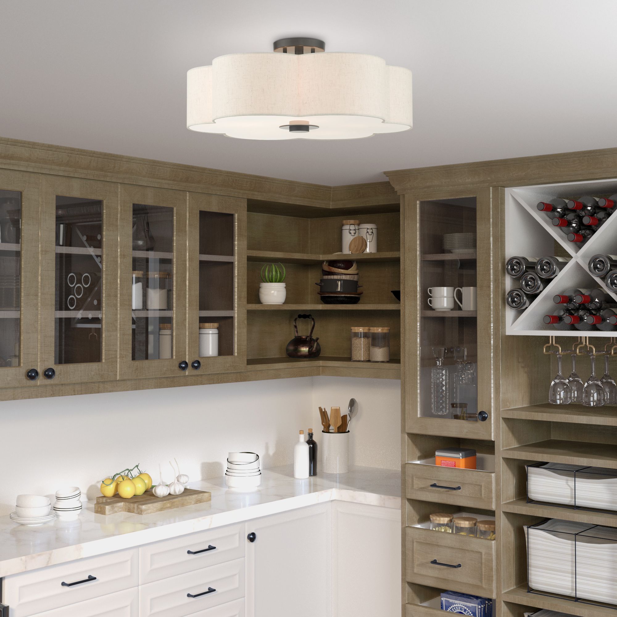 Solstice 22" Wide English Bronze Scalloped Ceiling Light in scene