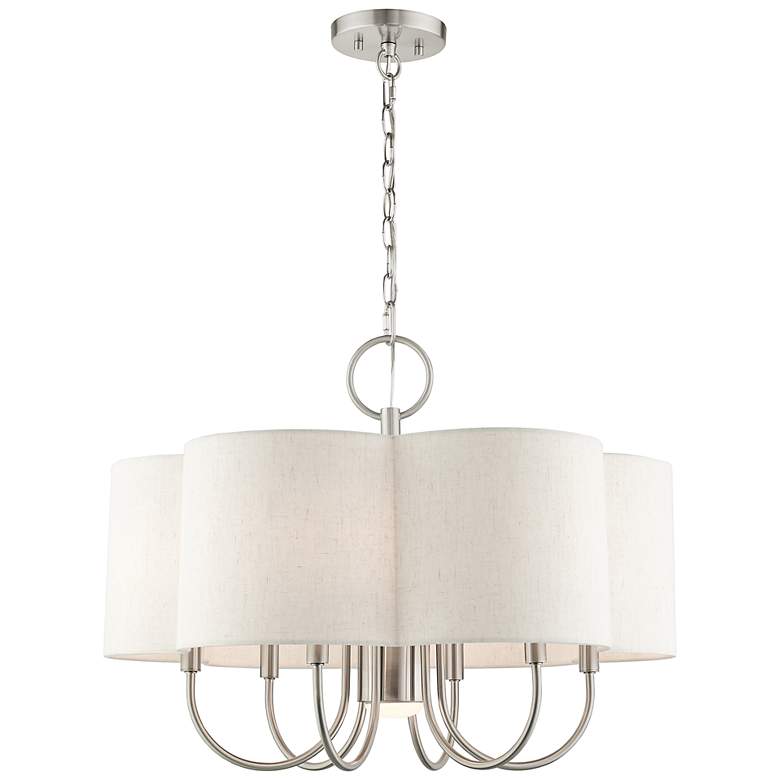 Image 3 Solstice 24" Wide Brushed Nickel 7-Light Shade Chandelier