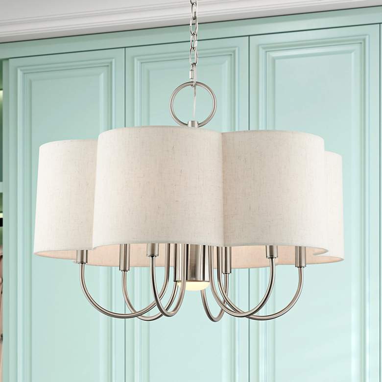 Image 2 Solstice 24" Wide Brushed Nickel 7-Light Shade Chandelier