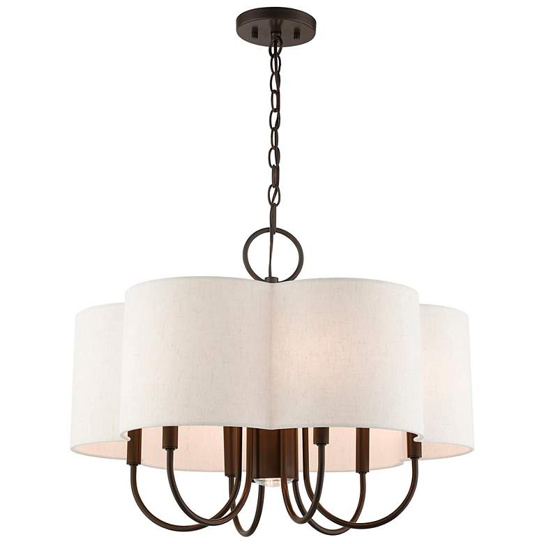 Image 3 Solstice 24" Wide English Bronze 7-Light Shade Chandelier more views