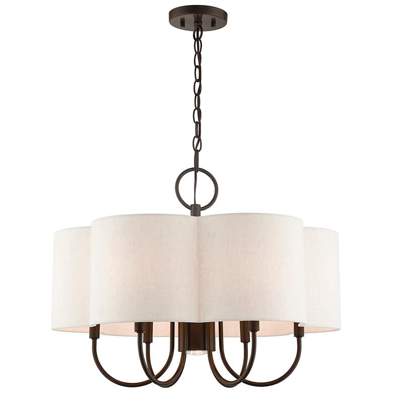 Image 7 Solstice 24" Wide English Bronze 7-Light Shade Chandelier more views