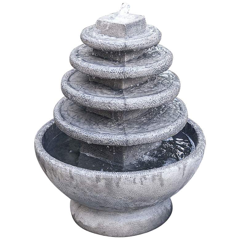 Image 2 Solstice 28 1/2" High Trevia Graystone LED Outdoor Fountain