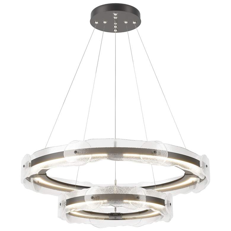 Image 1 Solstice 36.6"W Tiered Black Standard LED Pendant w/ Clear Glass Shade