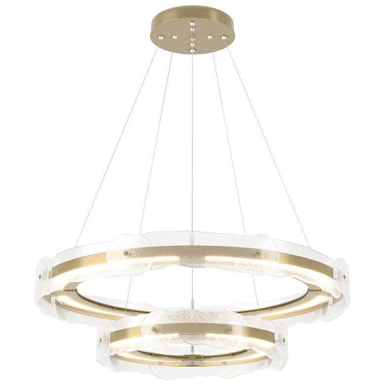Image 1 Solstice 36.6"W Tiered Brass Standard LED Pendant w/ Clear Glass Shade