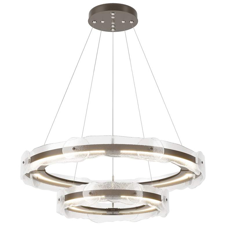 Image 1 Solstice 36.6"W Tiered Bronze Standard LED Pendant w/ Clear Glass Shad