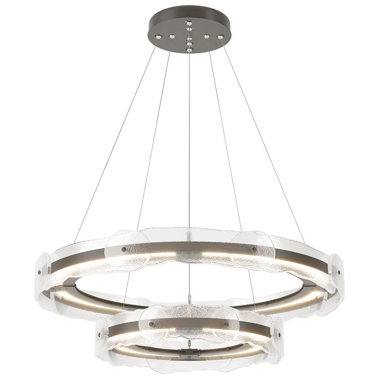 Image 1 Solstice 36.6"W Tiered Dark Smoke Standard LED Pendant w/ Clear Glass