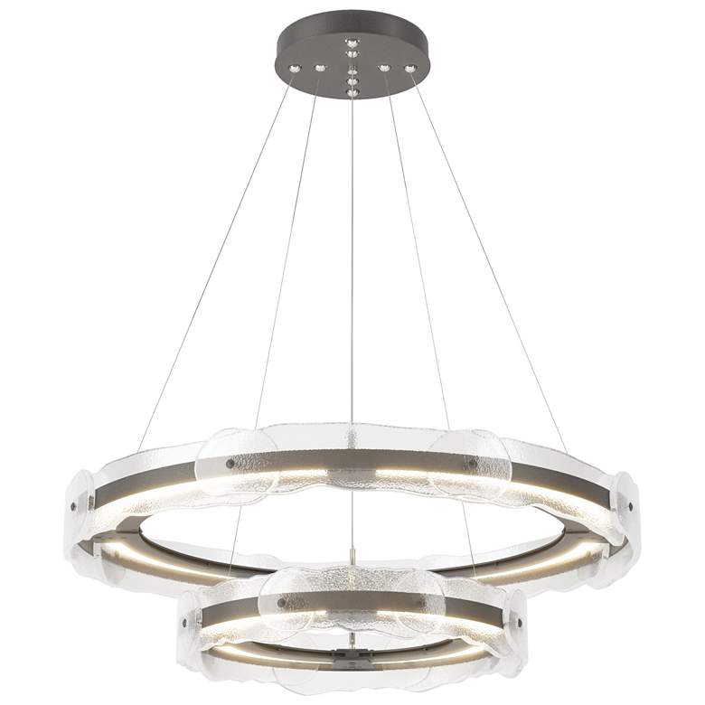 Image 1 Solstice 36.6"W Tiered Natural Iron Standard LED Pendant w/ Clear Shad