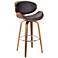Solvang 26 in. Swivel Barstool in Brown Faux Leather and Walnut Wood