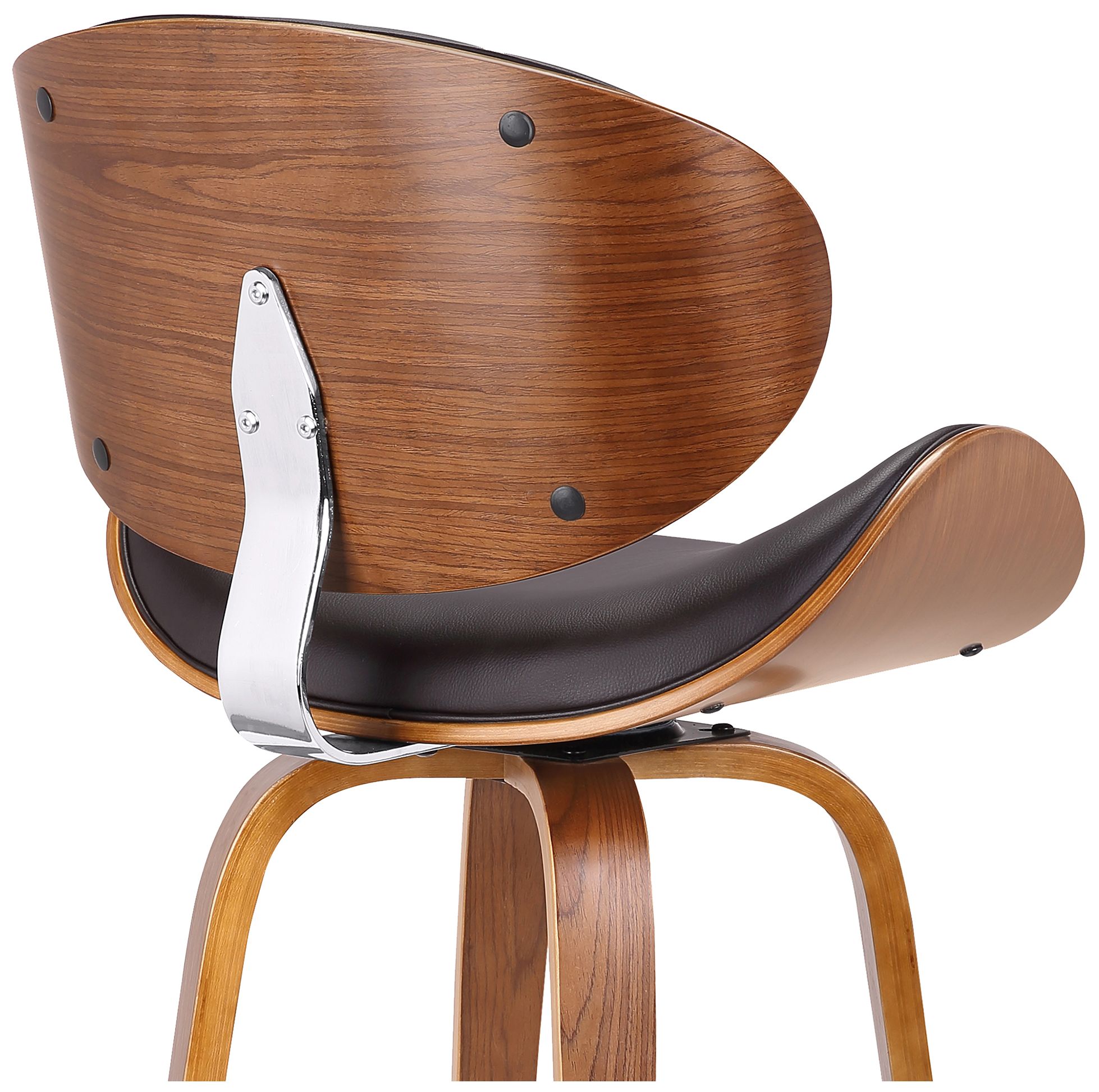 Image 6 Solvang 26 in. Swivel Barstool in Brown Faux Leather and Walnut Wood more views