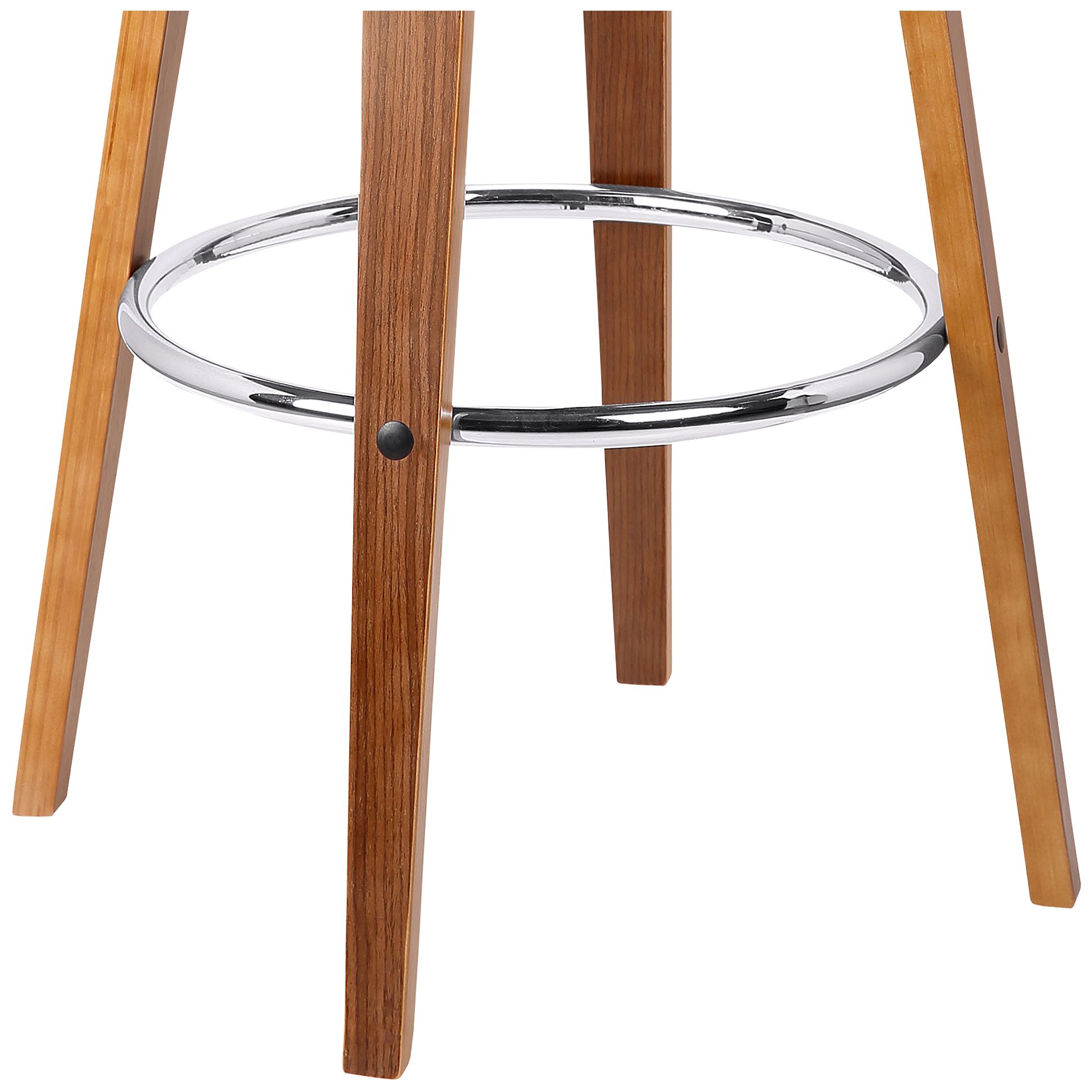 Image 7 Solvang 26 in. Swivel Barstool in Brown Faux Leather and Walnut Wood more views