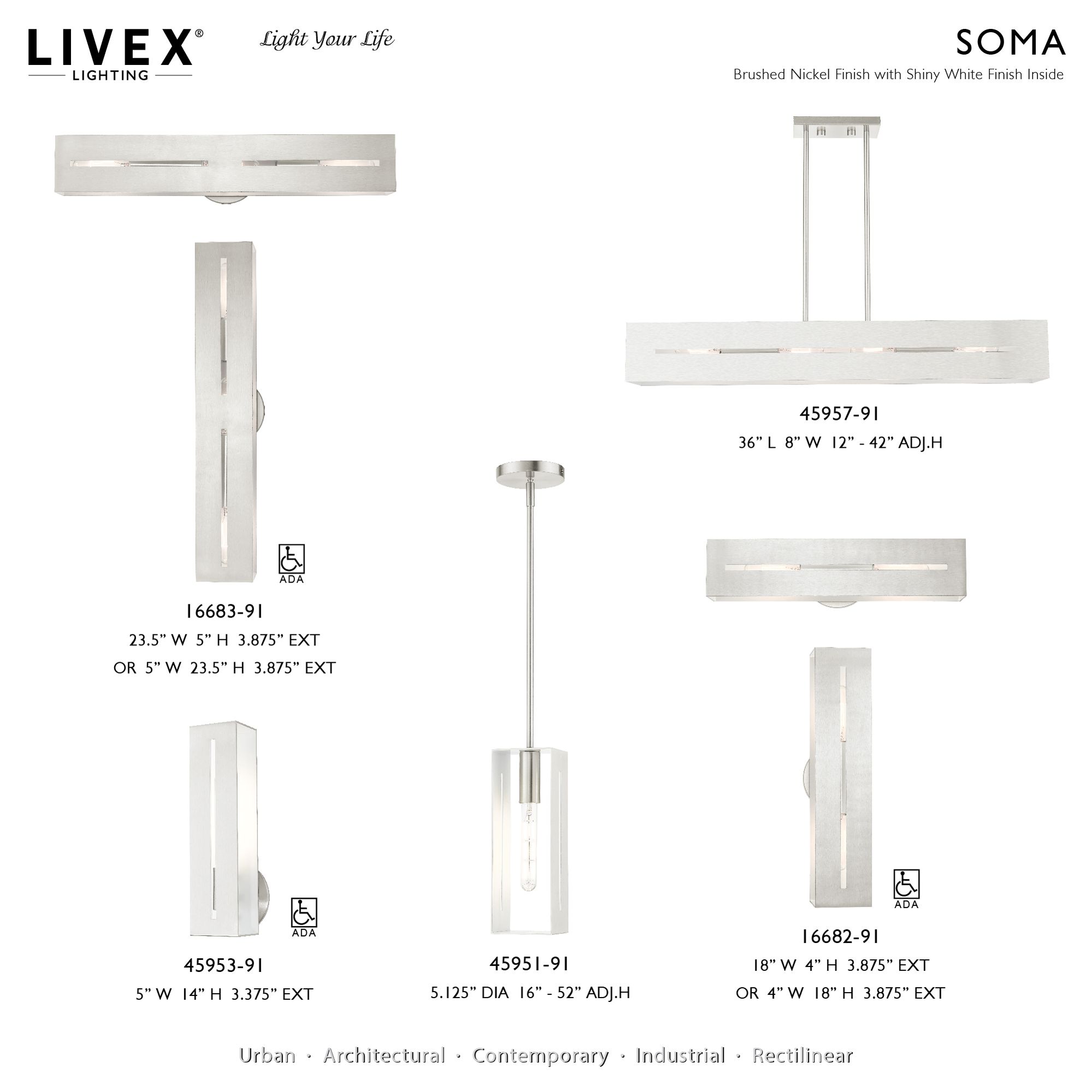 Soma 1 Light Brushed Nickel Pendant