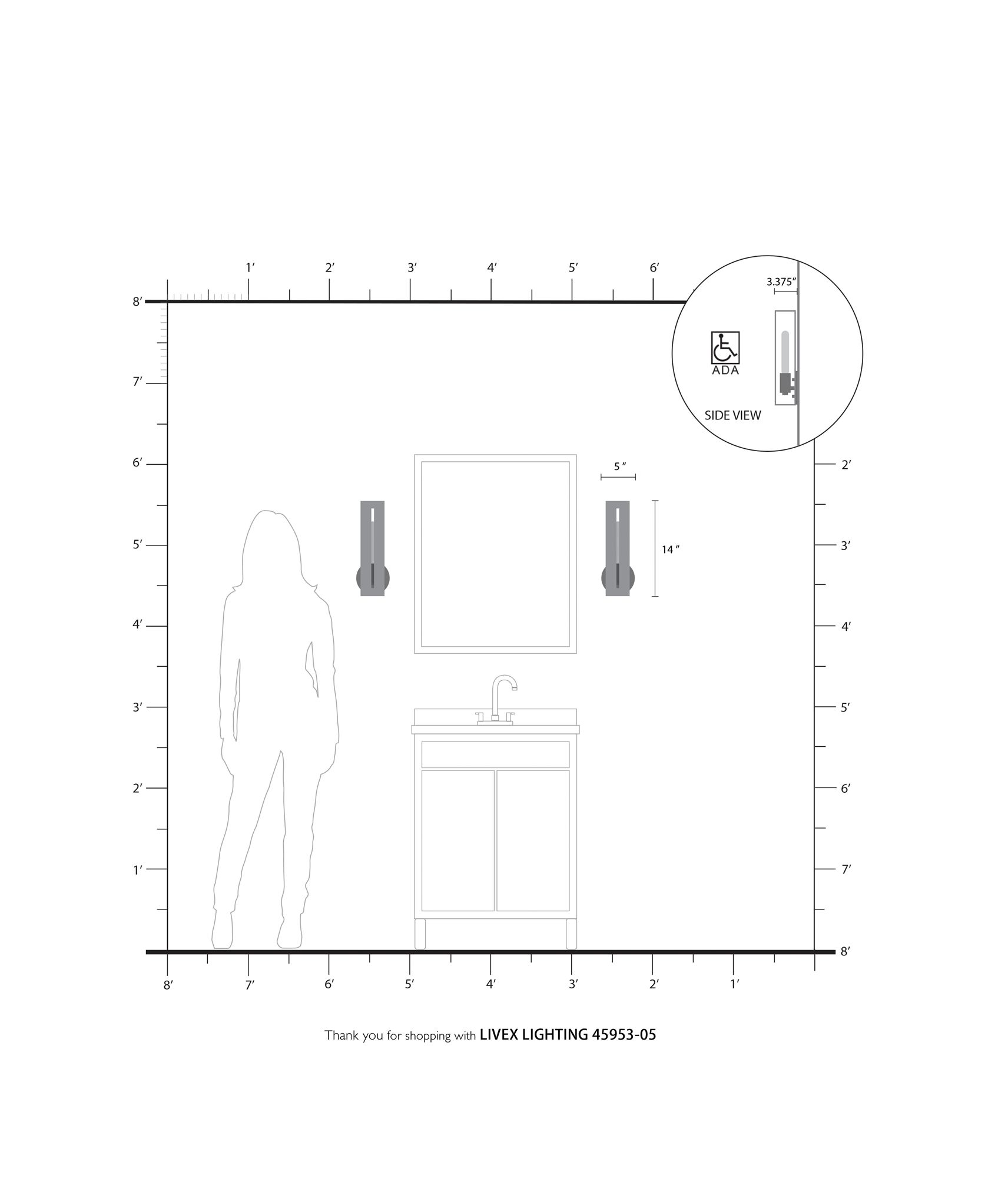 Soma 1 Light Polished Chrome ADA Singe Sconce