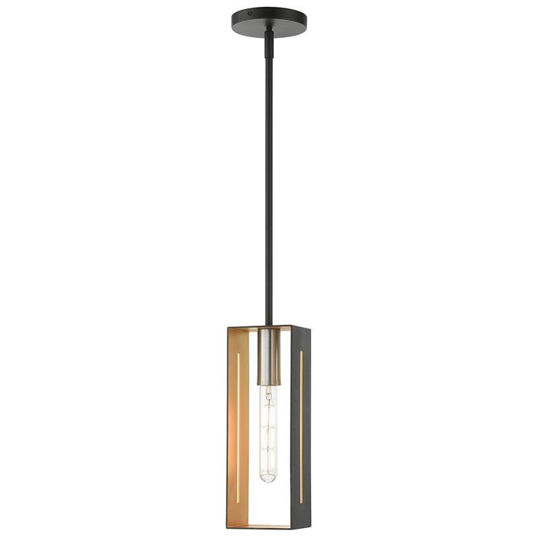 Image 1 Soma 1 Light Textured Black with Brushed Nickel Accents Pendant