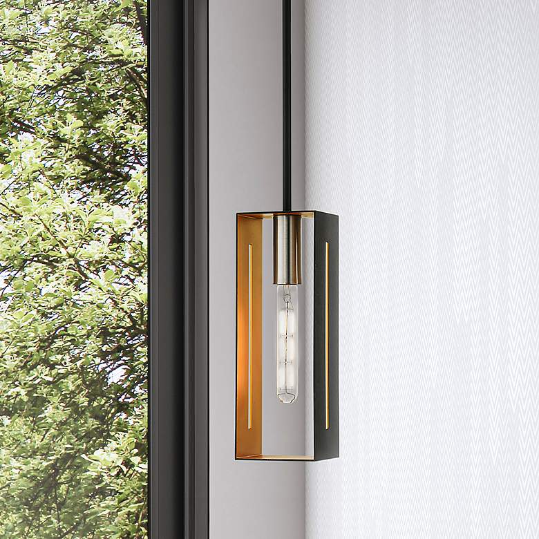 Image 1 Soma 1 Light Textured Black with Brushed Nickel Accents Pendant