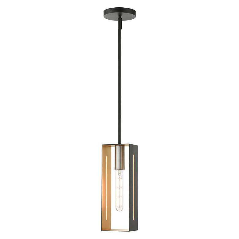 Image 3 Soma 1 Light Textured Black with Brushed Nickel Accents Pendant more views