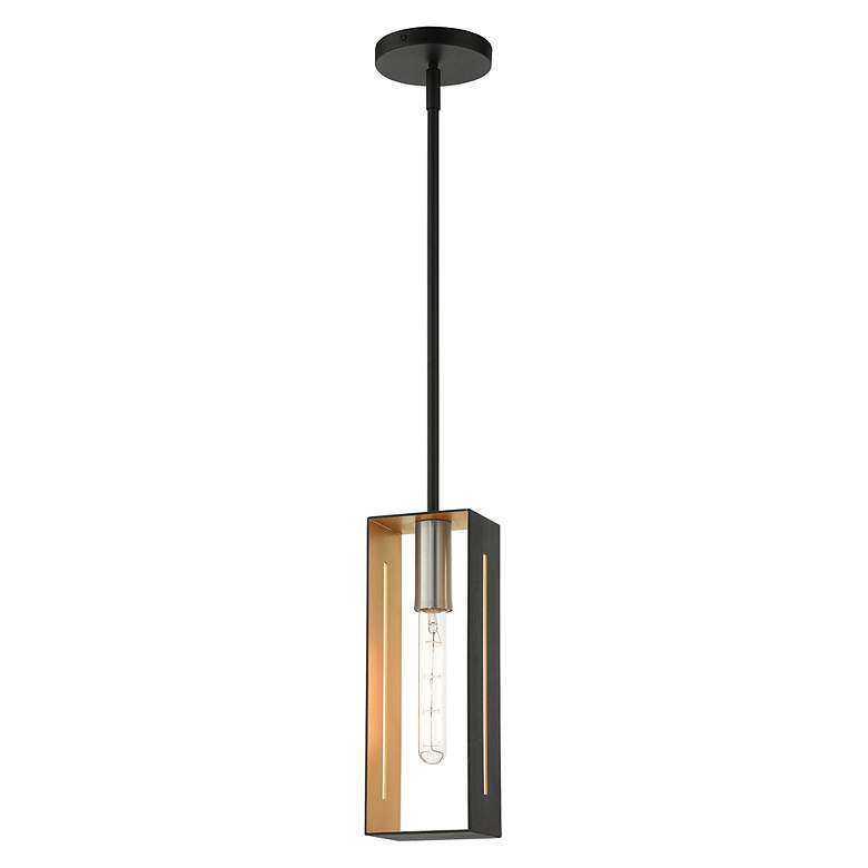 Image 5 Soma 1 Light Textured Black with Brushed Nickel Accents Pendant more views