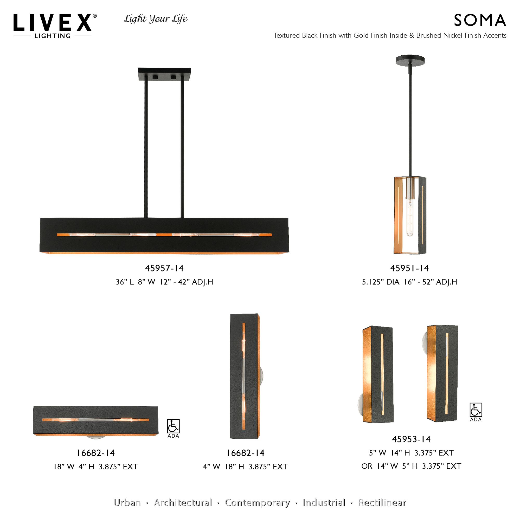 Soma 18" Wide Textured Black Vanity Bath Light