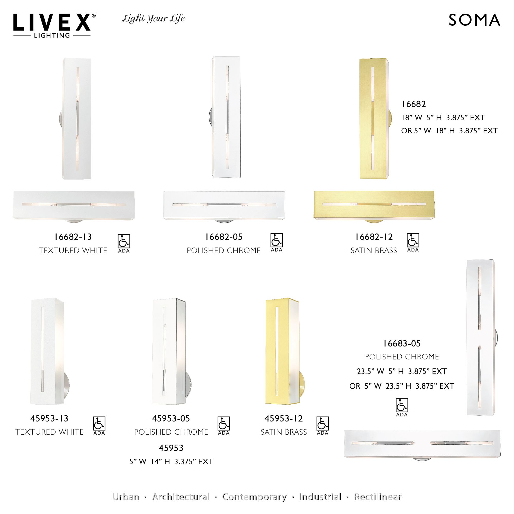 Soma 2 Light Polished Chrome ADA Vanity Sconce