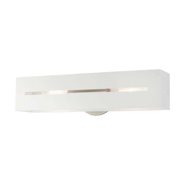 Image 3 Soma 2 Light Textured White with Brushed Nickel Finish Accents ADA Sconce more views
