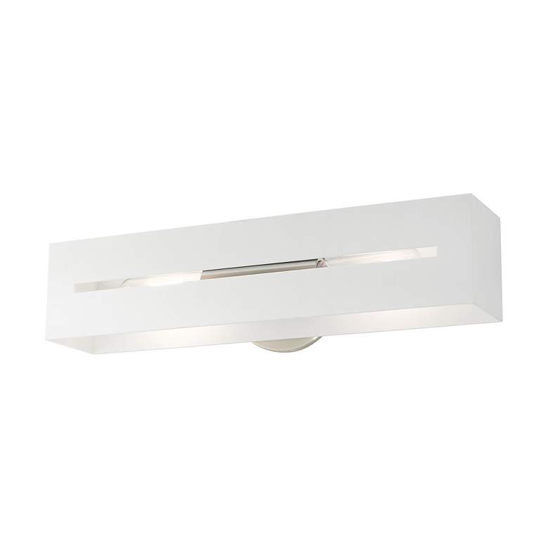Image 4 Soma 2 Light Textured White with Brushed Nickel Finish Accents ADA Sconce more views