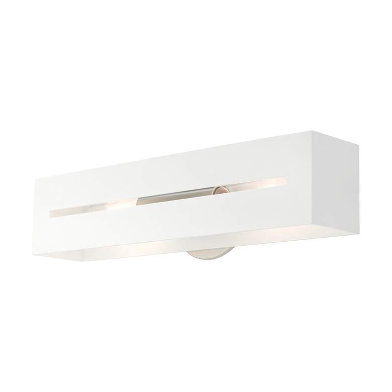 Image 6 Soma 2 Light Textured White with Brushed Nickel Finish Accents ADA Sconce more views