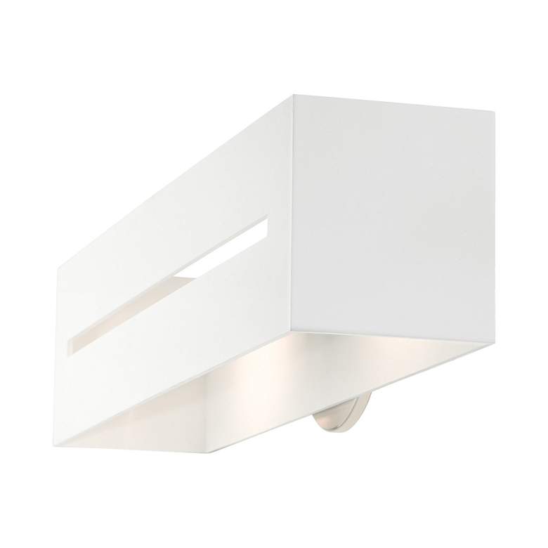 Image 7 Soma 2 Light Textured White with Brushed Nickel Finish Accents ADA Sconce more views