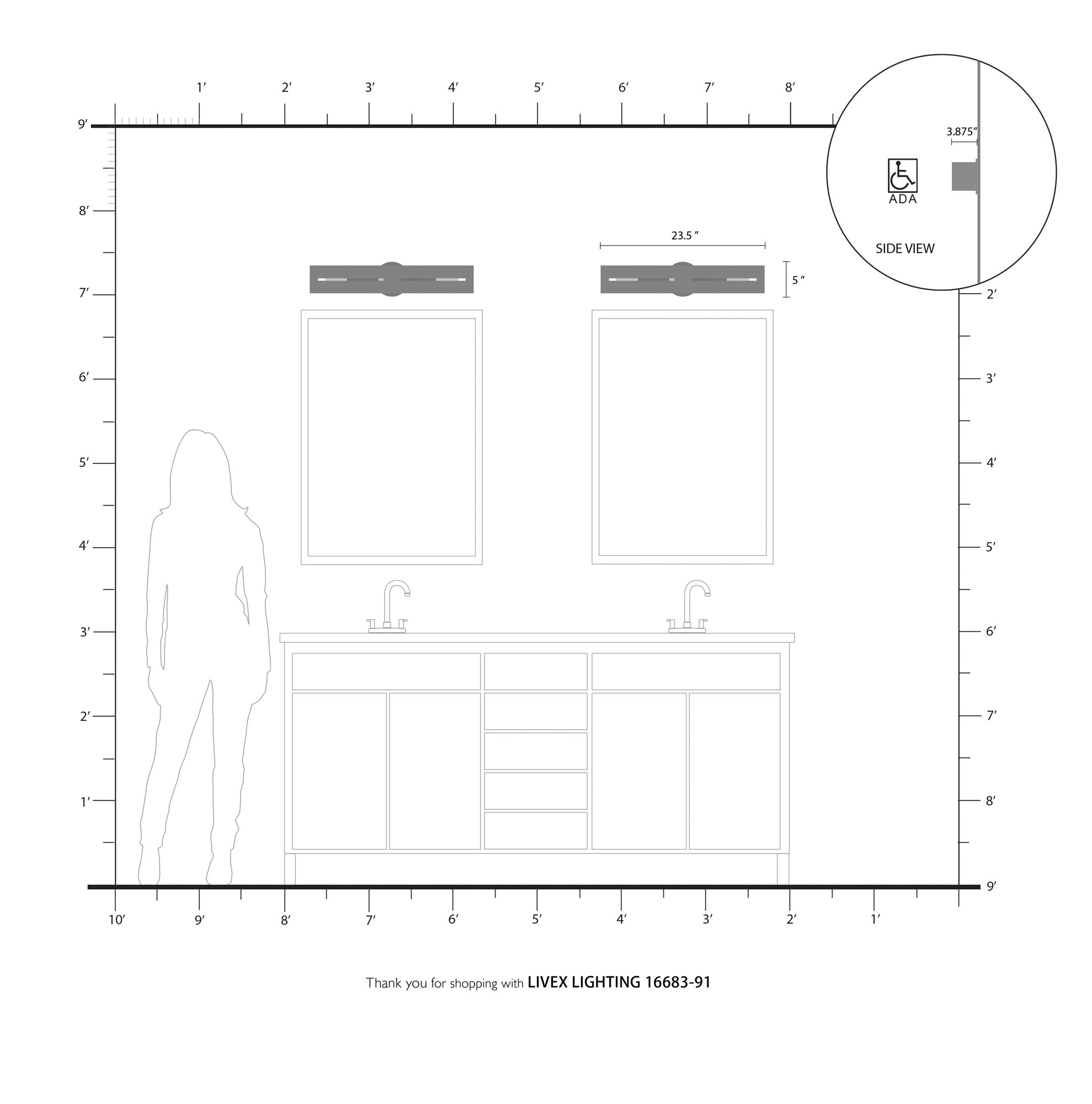 Soma 3 Light Brushed Nickel ADA Vanity Sconce