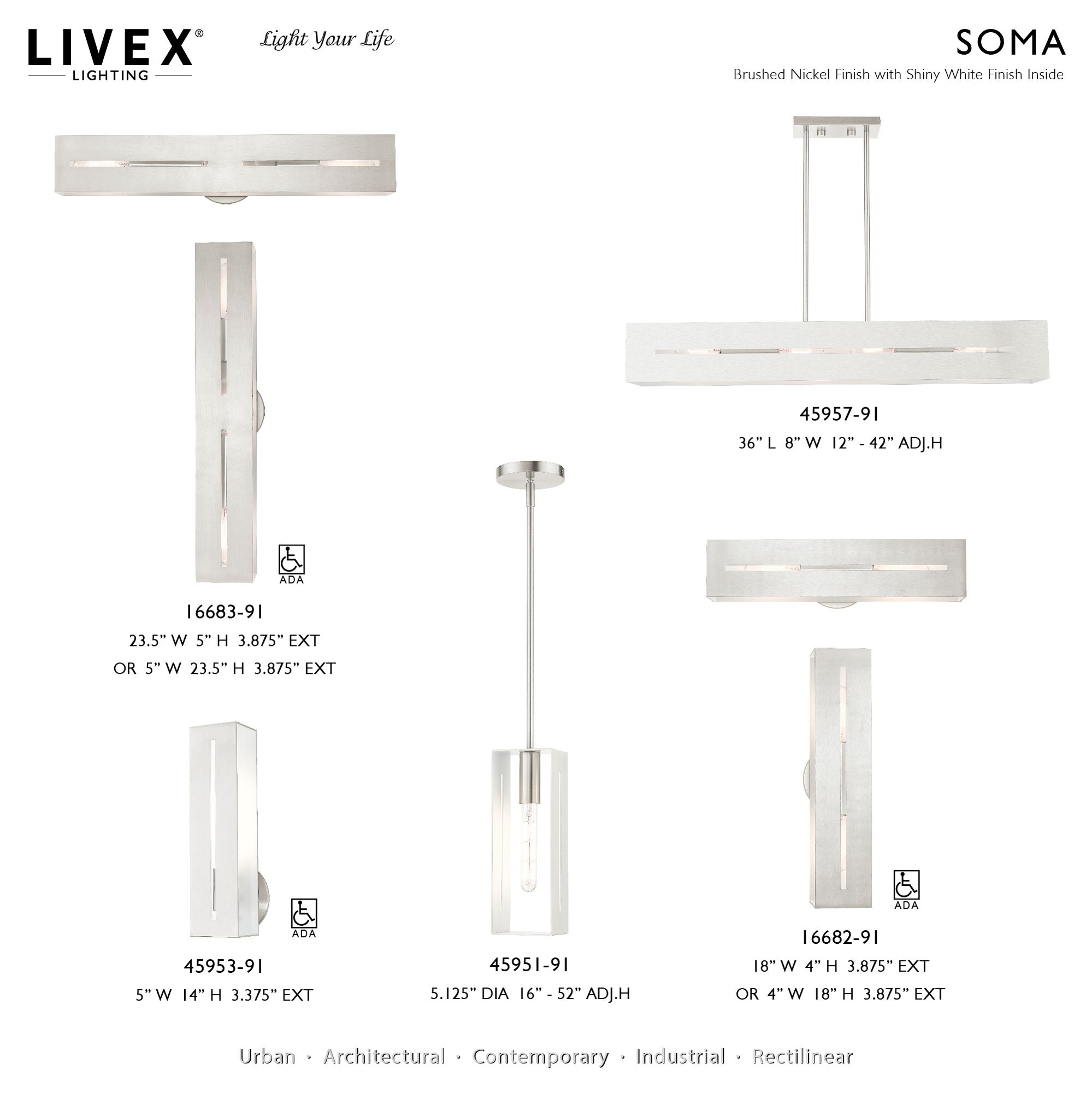 Soma 3 Light Brushed Nickel ADA Vanity Sconce