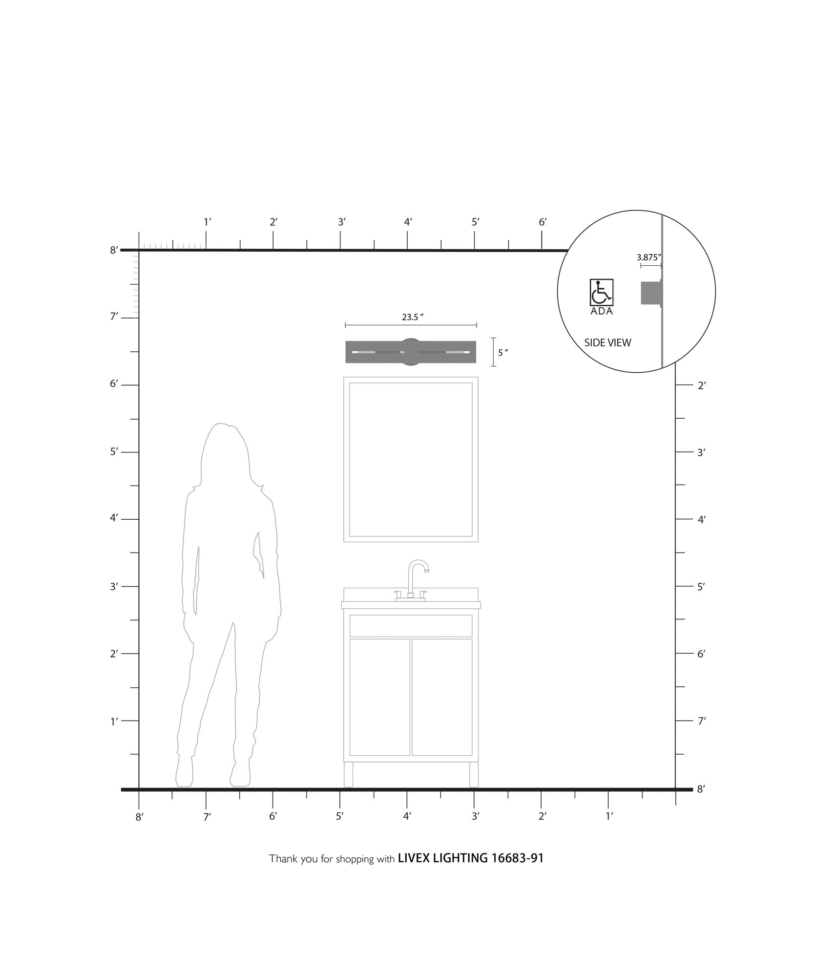 Soma 3 Light Brushed Nickel ADA Vanity Sconce
