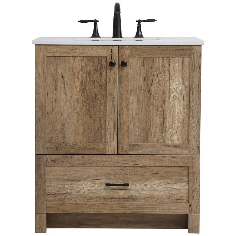 Image 2 Soma 30" Wide White Natural Oak Single Sink Bathroom Vanity