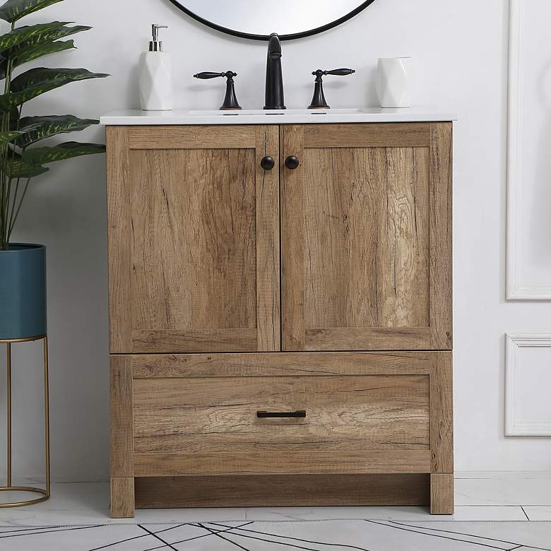 Image 1 Soma 30" Wide White Natural Oak Single Sink Bathroom Vanity