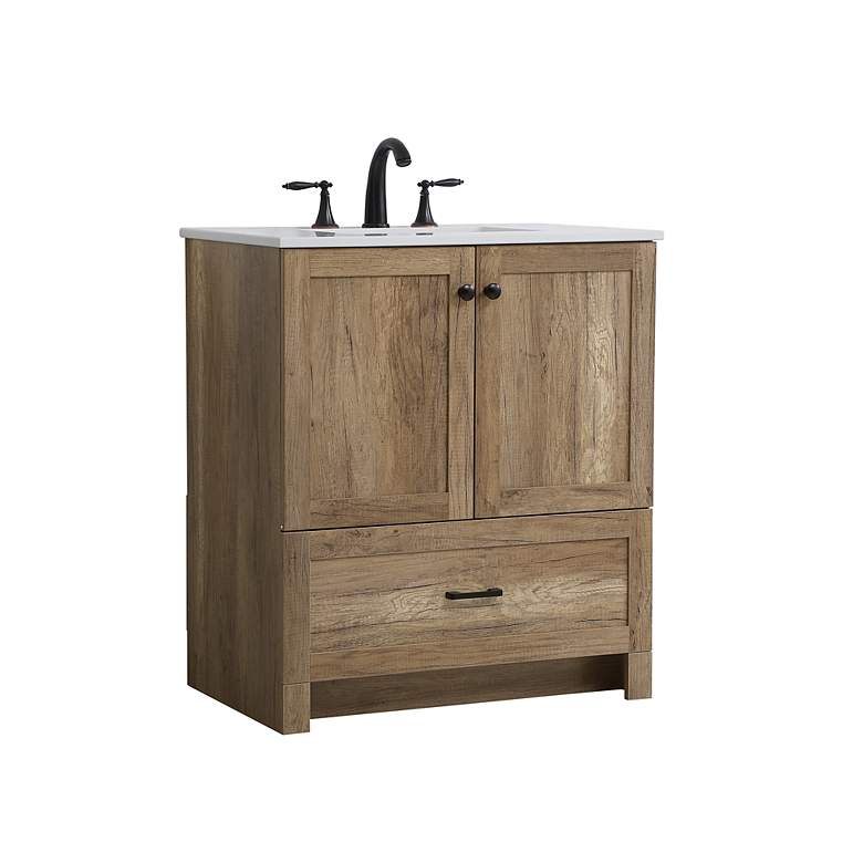 Image 4 Soma 30" Wide White Natural Oak Single Sink Bathroom Vanity more views