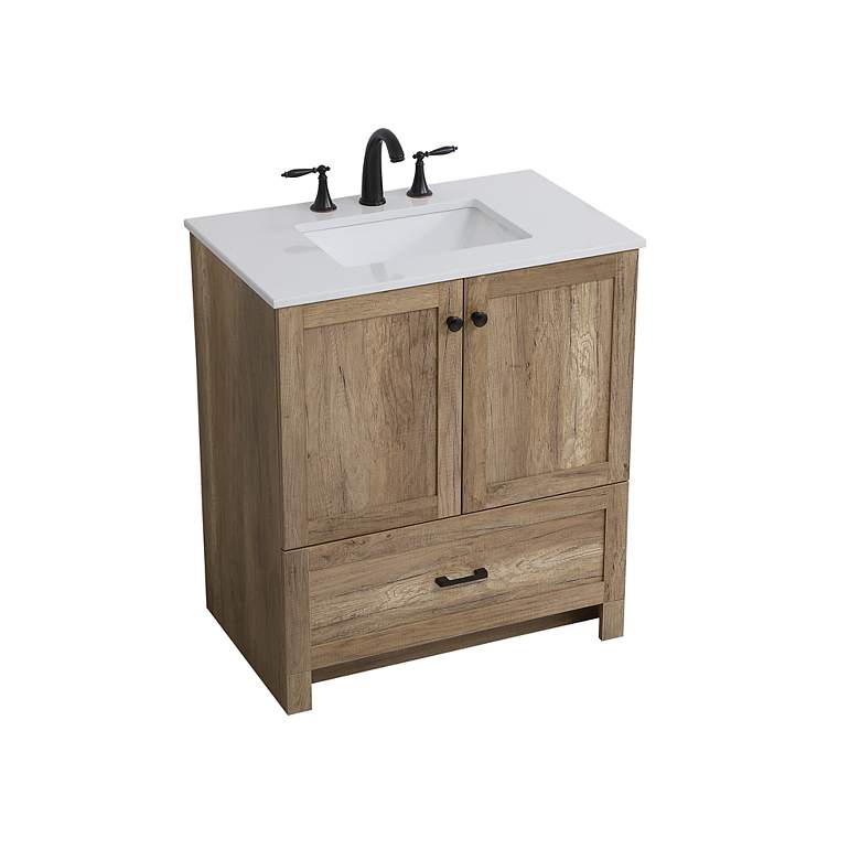 Image 5 Soma 30" Wide White Natural Oak Single Sink Bathroom Vanity more views
