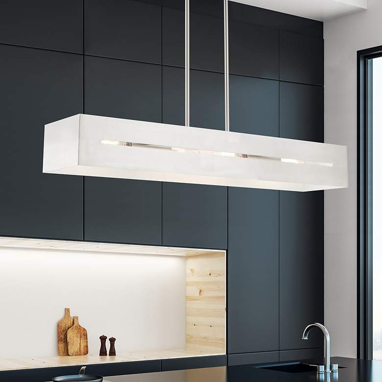 Image 1 Soma 4 Light Brushed Nickel Linear Chandelier
