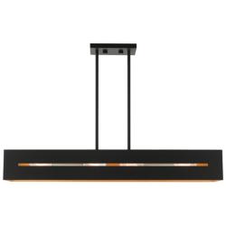 Soma 4 Light Textured Black with Brushed Nickel Accents Linear Chandelier