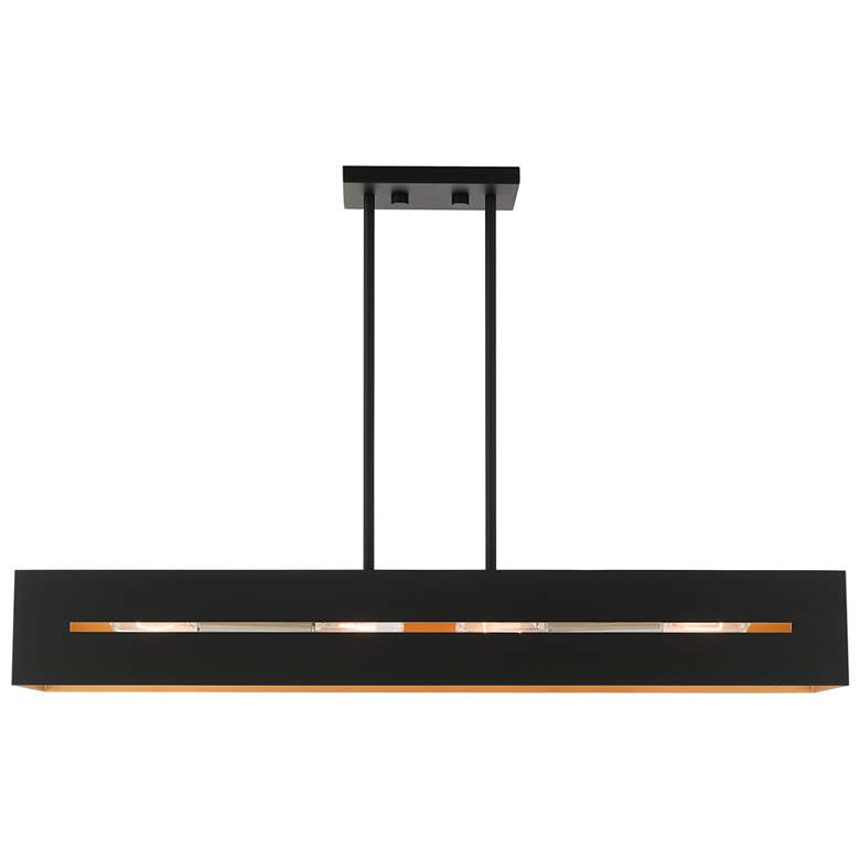 Image 1 Soma 4 Light Textured Black with Brushed Nickel Accents Linear Chandelier
