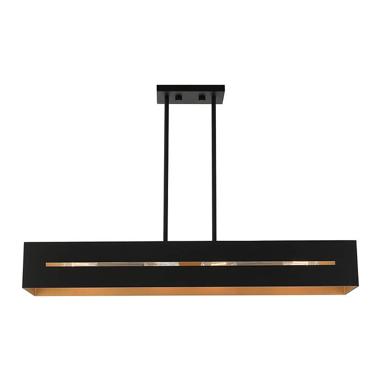 Image 4 Soma 4 Light Textured Black with Brushed Nickel Accents Linear Chandelier more views