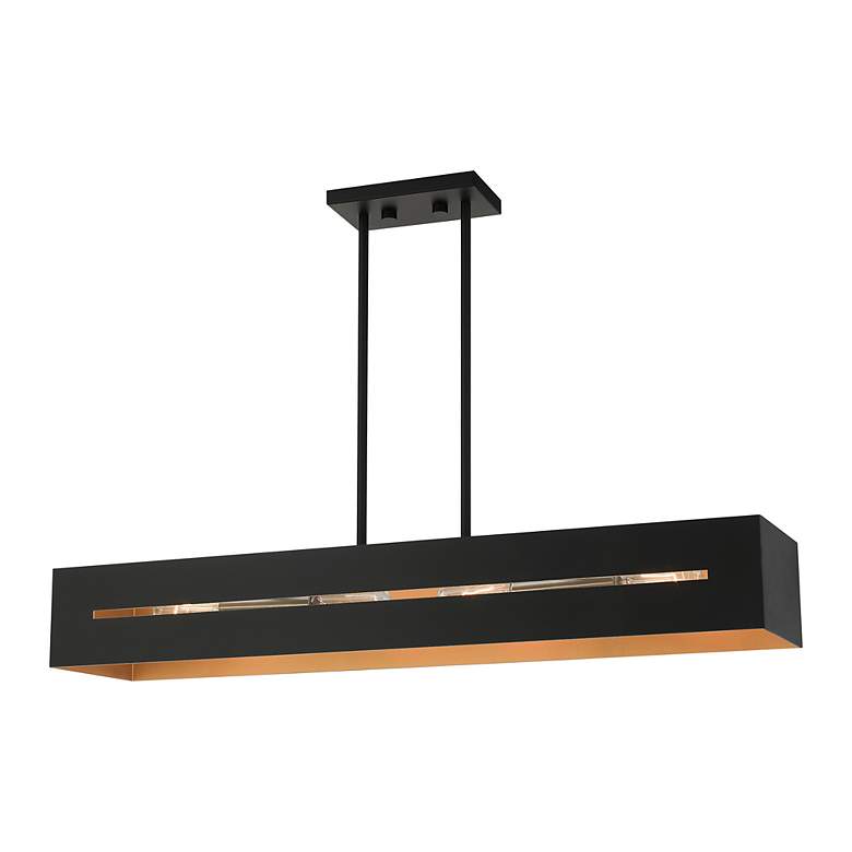 Image 6 Soma 4 Light Textured Black with Brushed Nickel Accents Linear Chandelier more views