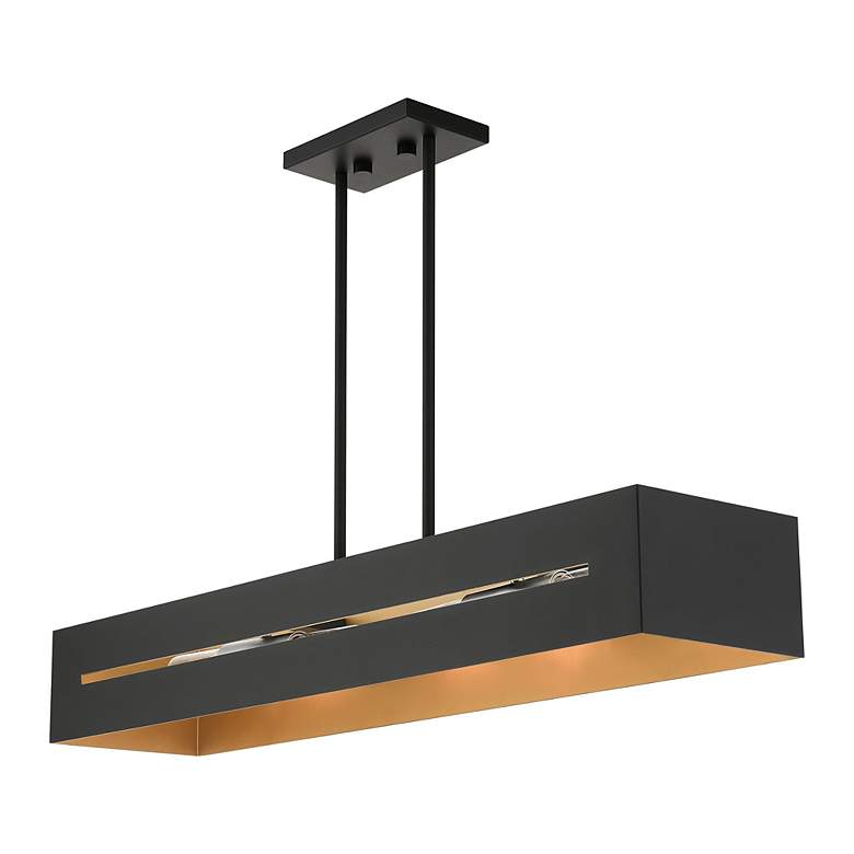 Image 7 Soma 4 Light Textured Black with Brushed Nickel Accents Linear Chandelier more views