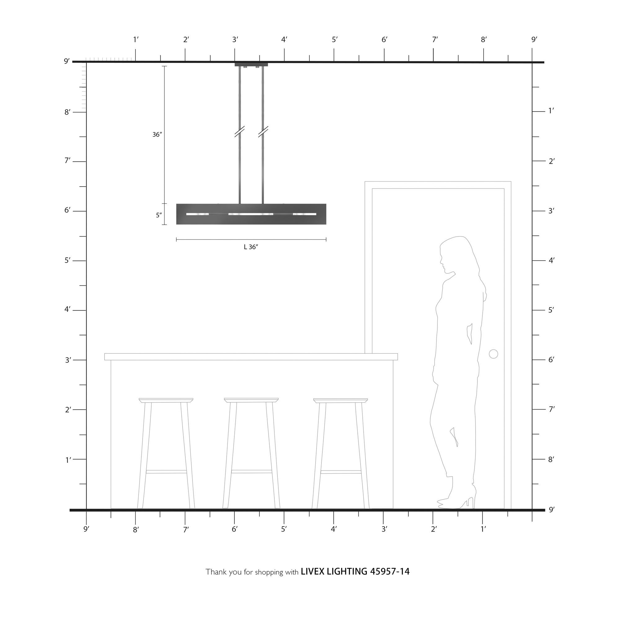 Soma 4 Light Textured Black with Brushed Nickel Accents Linear Chandelier