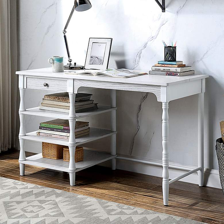 Image 1 Somerdale 47 3/4" Wide White 3-Shelf Writing Desk