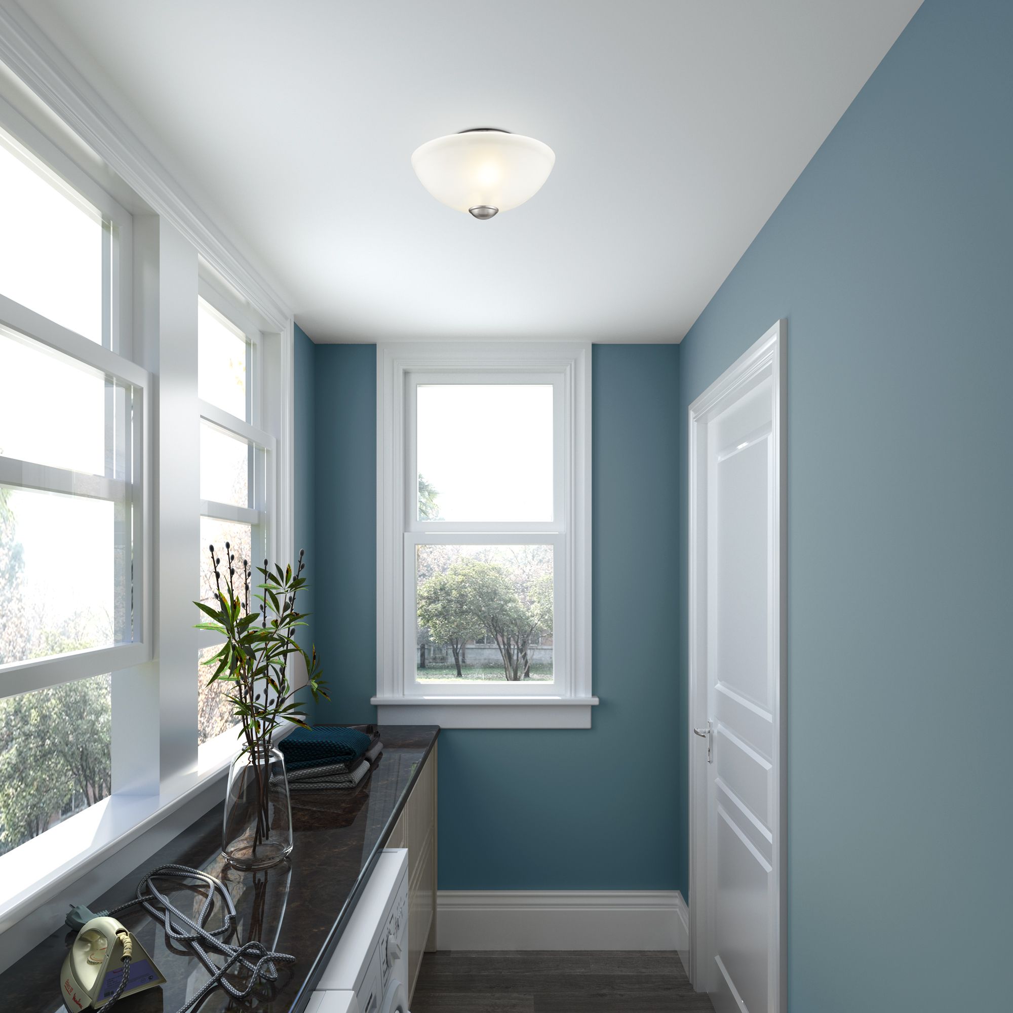 Someret 11" Wide Brushed Nickel Ceiling Light in scene