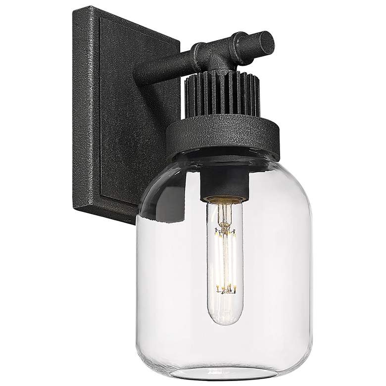 Image 1 Somers 12.38" High Weathered Zinc Sconce With Clear Glass Shade