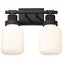 Somers 14.75" Wide 2 Light Textured Black Bath Light With Matte White 