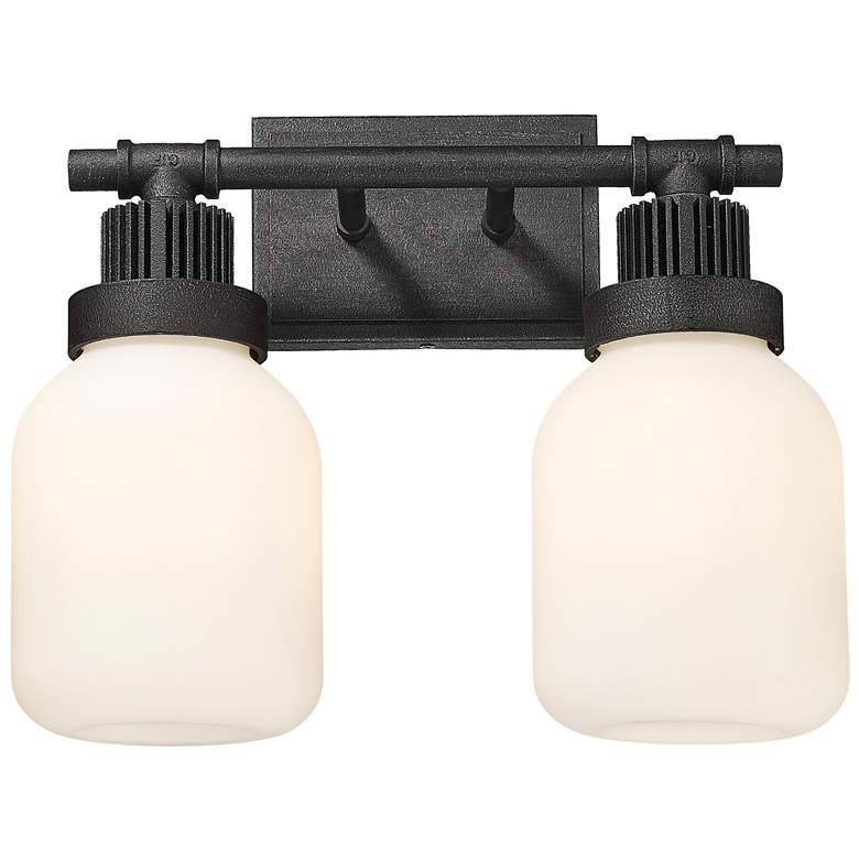 Image 1 Somers 14.75" Wide 2 Light Weathered Zinc Bath Light With Matte White