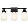 Somers 24" Wide 3 Light Textured Black Bath Light With Matte White Sha