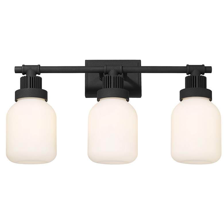 Image 1 Somers 24 inch Wide 3 Light Textured Black Bath Light With Matte White Sha